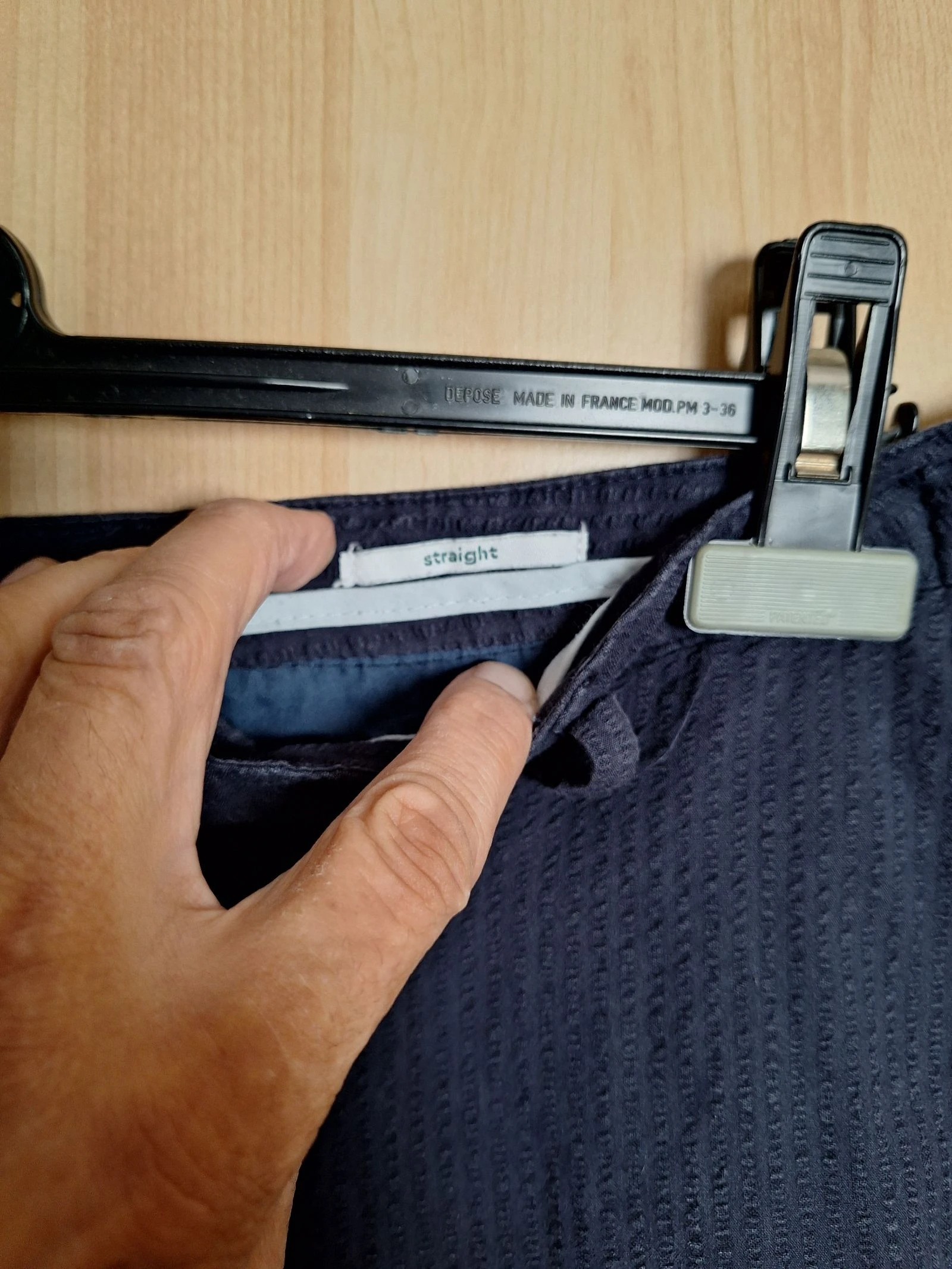 Calça reta Jules azul marinho 46 algodão texturizado – photo 5